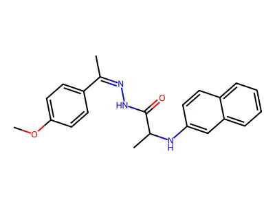 N-[1-(4-methoxyphenyl)ethylideneamino]-2-(naphthalen-2-ylamino)propanamide structure