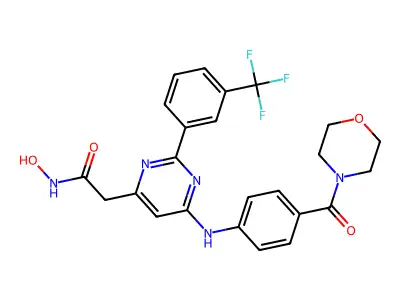 4-Pyrimidineacetamide, N-hydroxy-6-((4-(4-morpholinylcarbonyl)phenyl)amino)-2-(3-(trifluoromethyl)phenyl)- structure