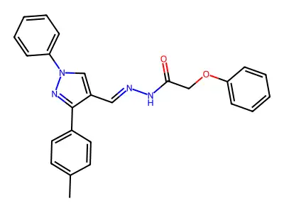 N-[(E)-[3-(4-methylphenyl)-1-phenylpyrazol-4-yl]methylideneamino]-2-phenoxyacetamide structure
