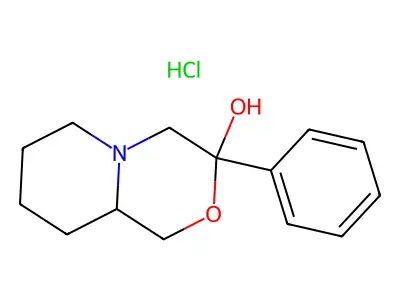 Pyrido(2,1-c)(1,4)oxazin-3-ol, octahydro-3-phenyl-, hydrochloride structure