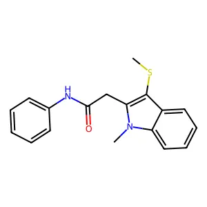 2-(1-methyl-3-methylsulfanylindol-2-yl)-N-phenylacetamide structure