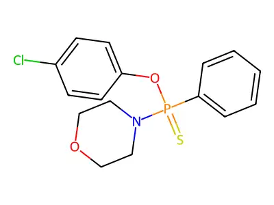 O-(4-chlorophenyl) 4-morpholinyl(phenyl)phosphinothioate structure