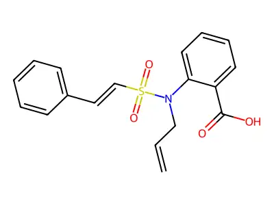 2-[Allyl-(2-phenyl-ethenesulfonyl)-amino]-benzoic acid structure