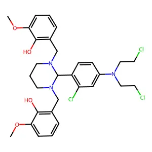 2-[[2-[4-[bis(2-chloroethyl)amino]-2-chlorophenyl]-3-[(2-hydroxy-3-methoxyphenyl)methyl]-1,3-diazinan-1-yl]methyl]-6-methoxyphenol structure