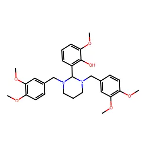 2-{1,3-Bis[(3,4-dimethoxyphenyl)methyl]hexahydropyrimidin-2-yl}-6-methoxyphenol structure