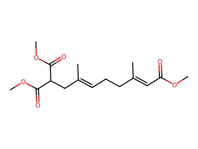 3,7-Octadiene-1,1,8-tricarboxylic acid, 3,7-dimethyl-, trimethyl ester, (E,E)- structure