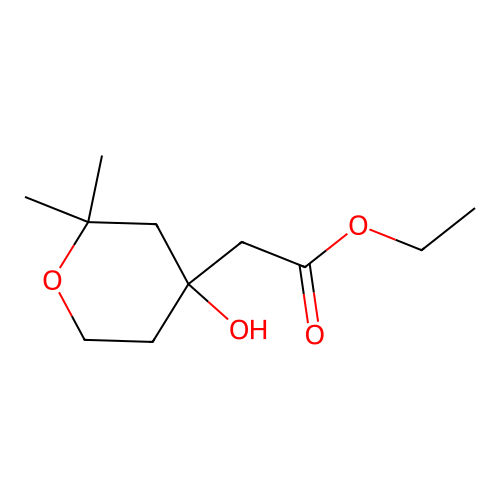 ethyl (4-hydroxy-2,2-dimethyltetrahydro-2H-pyran-4-yl)acetate structure