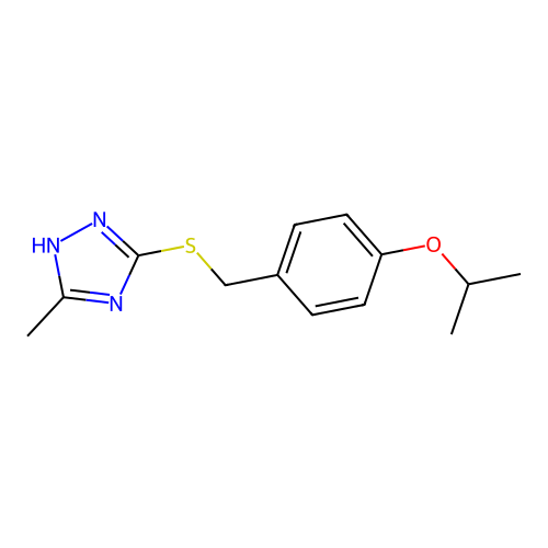 3-methyl-5-{[4-(propan-2-yloxy)benzyl]sulfanyl}-4H-1,2,4-triazole structure