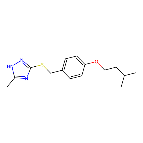 3-methyl-5-{[4-(3-methylbutoxy)benzyl]thio}-4H-1,2,4-triazole structure