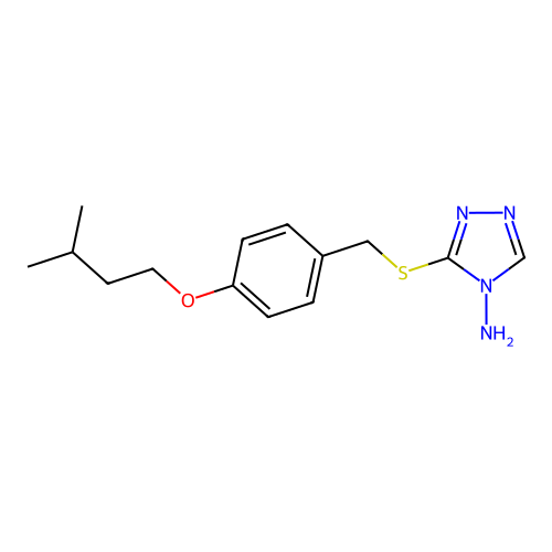 3-{[4-(3-methylbutoxy)benzyl]sulfanyl}-4H-1,2,4-triazol-4-amine structure
