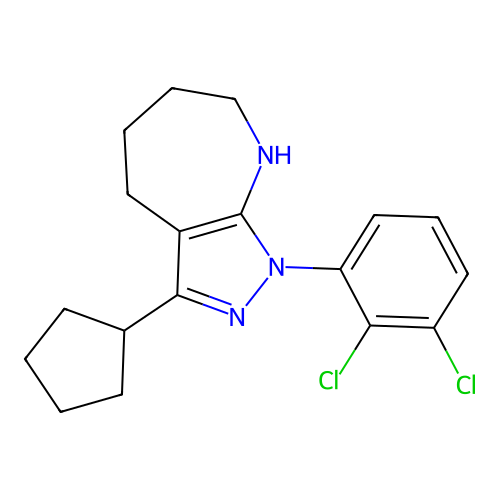 10-cyclopentyl-8-(2,3-dichlorophenyl)-6,8,9-triazabicyclo[5.3.0]deca-6,10-diene structure