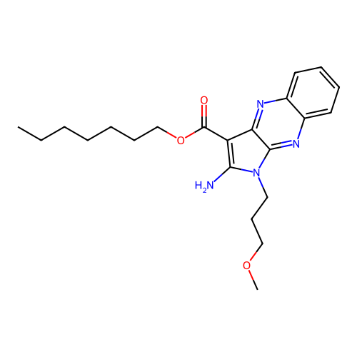heptyl 2-amino-1-(3-methoxypropyl)-1H-pyrrolo[2,3-b]quinoxaline-3-carboxylate structure
