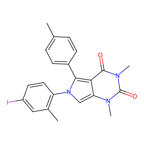 6-(4-iodo-2-methylphenyl)-1,3-dimethyl-5-(4-methylphenyl)-1H-pyrrolo[3,4-d]pyrimidine-2,4(3H,6H)-dione structure