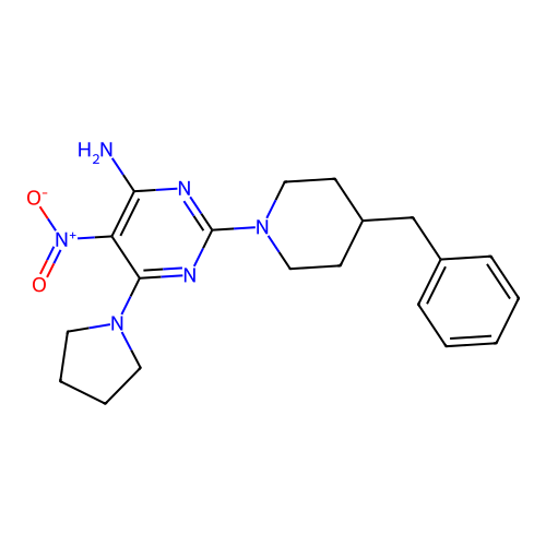 2-(4-Benzylpiperidin-1-yl)-5-nitro-6-(pyrrolidin-1-yl)pyrimidin-4-amine structure