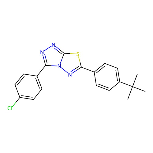 6-(4-(tert-butyl)phenyl)-3-(4-chlorophenyl)-[1,2,4]triazolo[3,4-b][1,3,4]thiadiazole structure