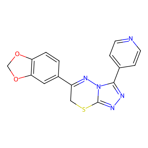 6-(1,3-benzodioxol-5-yl)-3-(pyridin-4-yl)-7H-[1,2,4]triazolo[3,4-b][1,3,4]thiadiazine structure