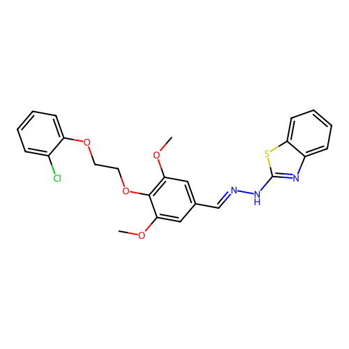 (2E)-2-[(2E)-{4-[2-(2-chlorophenoxy)ethoxy]-3,5-dimethoxybenzylidene}hydrazinylidene]-2,3-dihydro-1,3-benzothiazole structure
