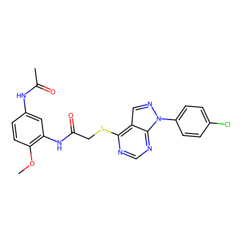 N-(5-acetamido-2-methoxyphenyl)-2-((1-(4-chlorophenyl)-1H-pyrazolo[3,4-d]pyrimidin-4-yl)thio)acetamide structure