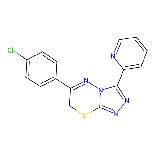 6-(4-chlorophenyl)-3-(pyridin-2-yl)-7H-[1,2,4]triazolo[3,4-b][1,3,4]thiadiazine structure