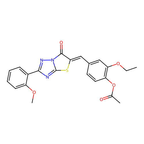 (Z)-2-ethoxy-4-((2-(2-methoxyphenyl)-6-oxothiazolo[3,2-b][1,2,4]triazol-5(6H)-ylidene)methyl)phenyl acetate structure
