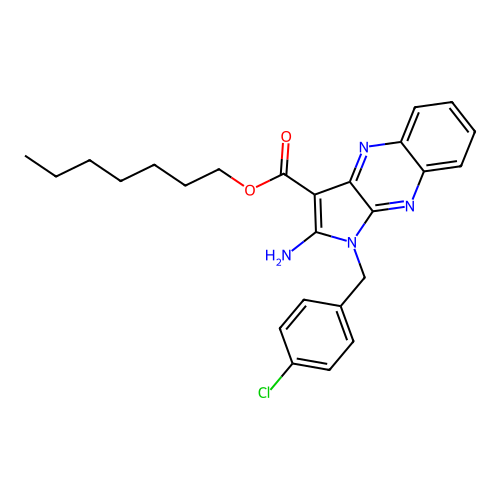 heptyl 2-amino-1-(4-chlorobenzyl)-1H-pyrrolo[2,3-b]quinoxaline-3-carboxylate structure