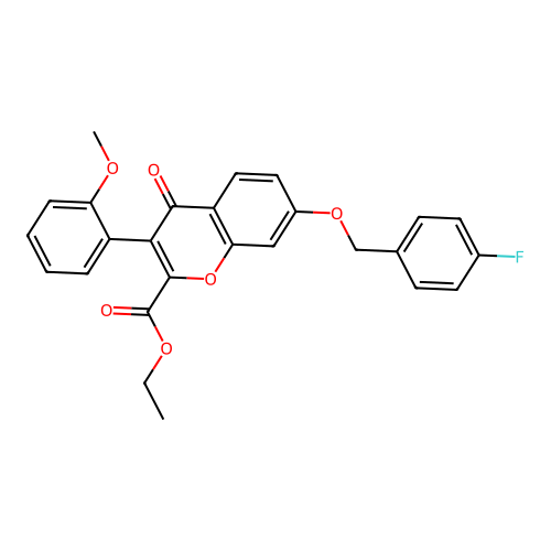 ethyl 7-((4-fluorobenzyl)oxy)-3-(2-methoxyphenyl)-4-oxo-4H-chromene-2-carboxylate structure