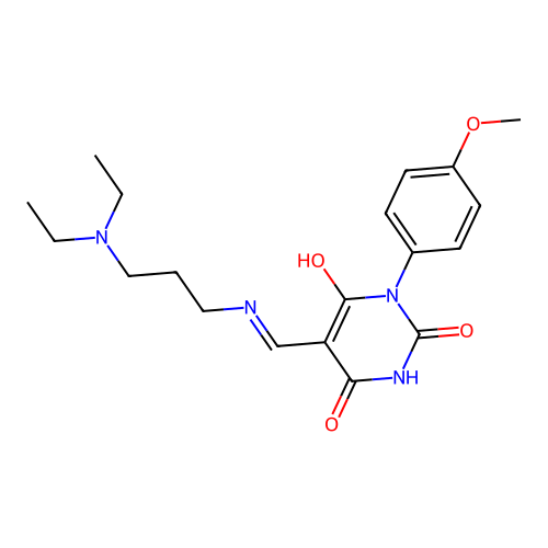 5-[(3-diethylaminopropylamino)methylidene]-1-(4-methoxyphenyl)-1,3-diazinane-2,4,6-trione structure