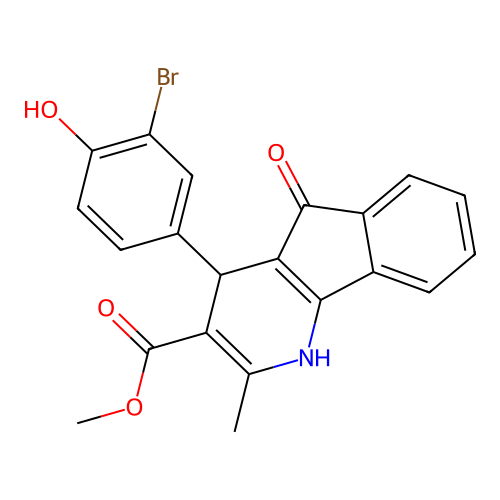 methyl 4-(3-bromo-4-hydroxyphenyl)-2-methyl-5-oxo-4,5-dihydro-1H-indeno[1,2-b]pyridine-3-carboxylate structure