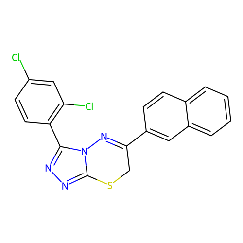 3-(2,4-dichlorophenyl)-6-(naphthalen-2-yl)-7H-[1,2,4]triazolo[3,4-b][1,3,4]thiadiazine structure