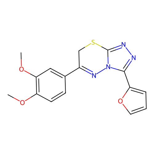 6-(3,4-dimethoxyphenyl)-3-(furan-2-yl)-7H-[1,2,4]triazolo[3,4-b][1,3,4]thiadiazine structure