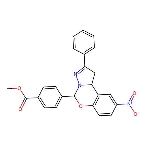 methyl 4-(9-nitro-2-phenyl-1,10b-dihydropyrazolo[1,5-c][1,3]benzoxazin-5-yl)benzoate structure
