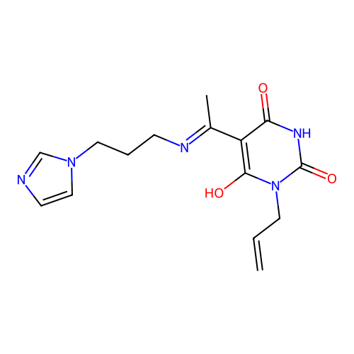 5-[1-(3-imidazol-1-ylpropylamino)ethylidene]-1-prop-2-enyl-1,3-diazinane-2,4,6-trione structure