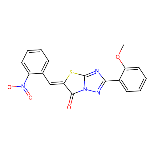 (Z)-2-(2-methoxyphenyl)-5-(2-nitrobenzylidene)thiazolo[3,2-b][1,2,4]triazol-6(5H)-one structure