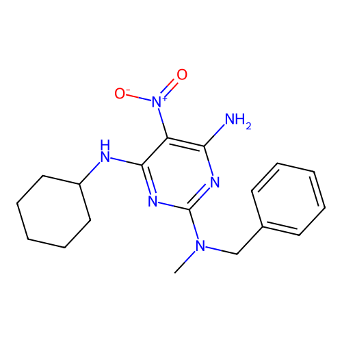 [4-Amino-6-(cyclohexylamino)-5-nitropyrimidin-2-yl]methylbenzylamine structure