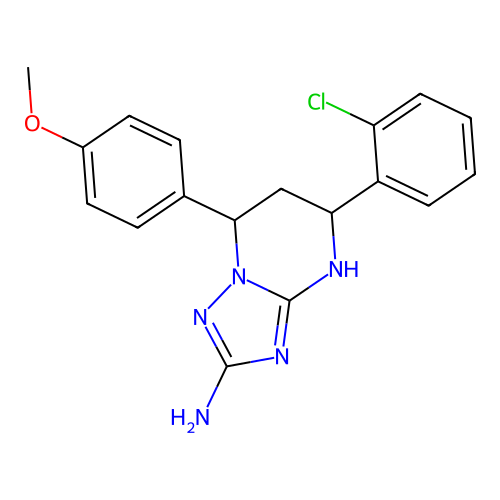 5-(2-chlorophenyl)-7-(4-methoxyphenyl)-4,5,6,7-tetrahydro[1,2,4]triazolo[1,5-a]pyrimidin-2-amine structure