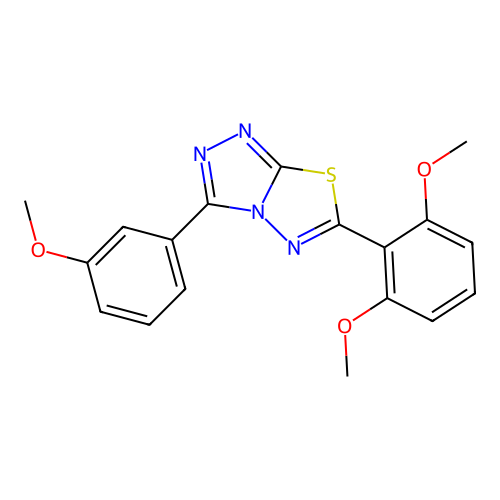 6-(2,6-dimethoxyphenyl)-3-(3-methoxyphenyl)-[1,2,4]triazolo[3,4-b][1,3,4]thiadiazole structure