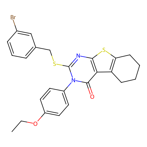 2-((3-bromobenzyl)thio)-3-(4-ethoxyphenyl)-5,6,7,8-tetrahydrobenzo[4,5]thieno[2,3-d]pyrimidin-4(3H)-one structure