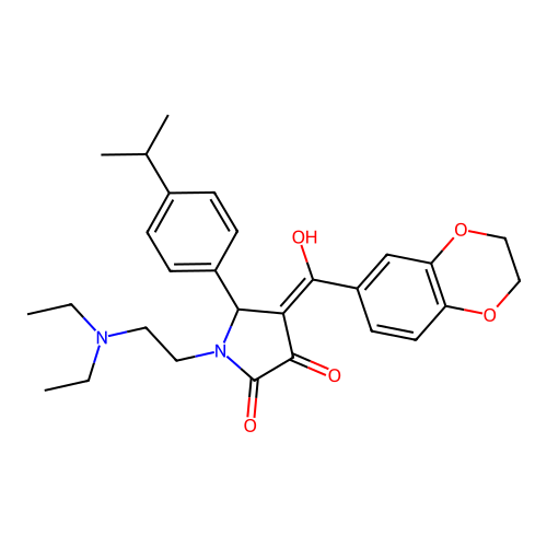 (4E)-1-(2-diethylaminoethyl)-4-[2,3-dihydro-1,4-benzodioxin-6-yl(hydroxy)methylidene]-5-(4-propan-2-ylphenyl)pyrrolidine-2,3-dione structure
