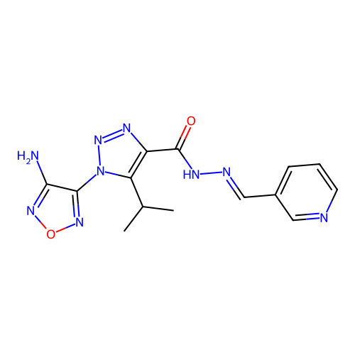 (E)-1-(4-amino-1,2,5-oxadiazol-3-yl)-5-isopropyl-N'-(pyridin-3-ylmethylene)-1H-1,2,3-triazole-4-carbohydrazide structure