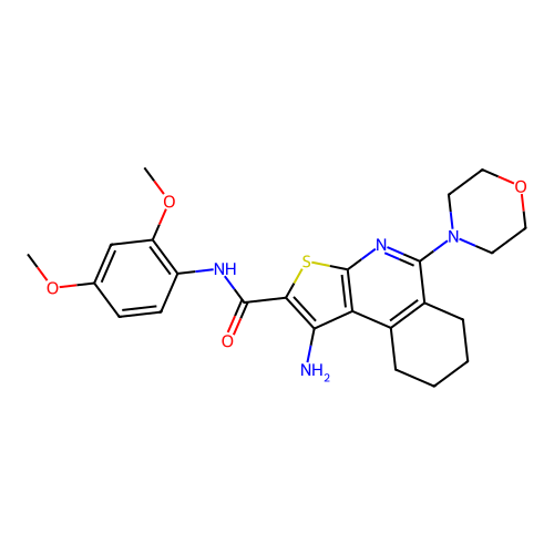 1-amino-N-(2,4-dimethoxyphenyl)-5-(morpholin-4-yl)-6,7,8,9-tetrahydrothieno[2,3-c]isoquinoline-2-carboxamide structure