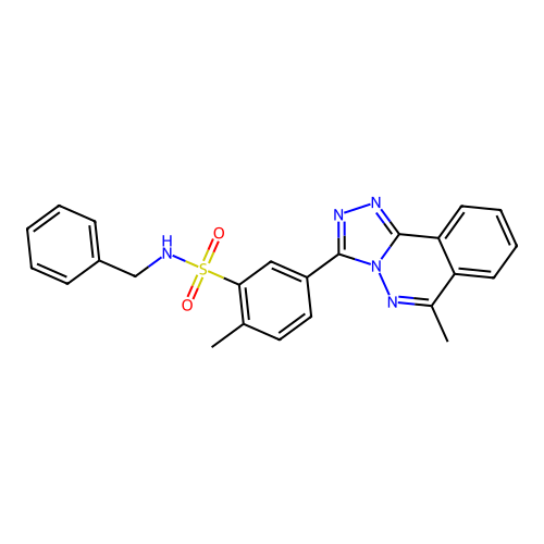N-benzyl-2-methyl-5-(6-methyl-[1,2,4]triazolo[3,4-a]phthalazin-3-yl)benzenesulfonamide structure