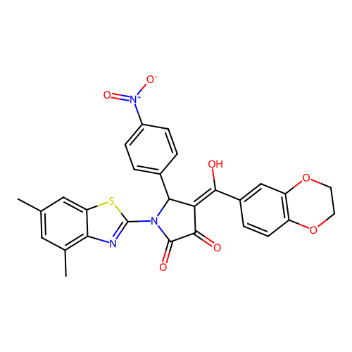 (4E)-4-[2,3-dihydro-1,4-benzodioxin-6-yl(hydroxy)methylidene]-1-(4,6-dimethyl-1,3-benzothiazol-2-yl)-5-(4-nitrophenyl)pyrrolidine-2,3-dione structure