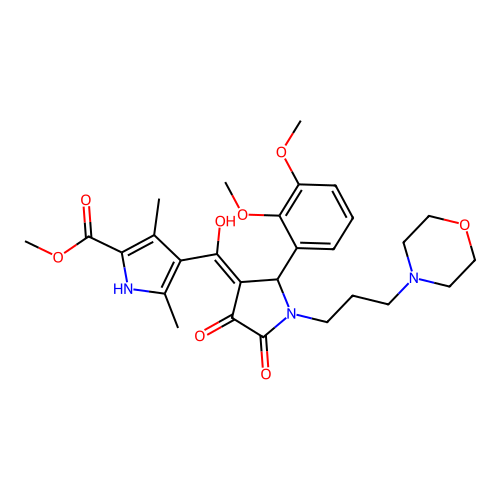 methyl 4-(2-(2,3-dimethoxyphenyl)-4-hydroxy-1-(3-morpholinopropyl)-5-oxo-2,5-dihydro-1H-pyrrole-3-carbonyl)-3,5-dimethyl-1H-pyrrole-2-carboxylate structure