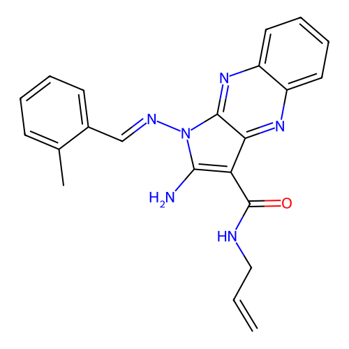 (E)-N-allyl-2-amino-1-((2-methylbenzylidene)amino)-1H-pyrrolo[2,3-b]quinoxaline-3-carboxamide structure