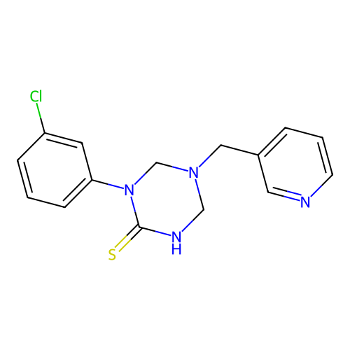 1-(3-Chlorophenyl)-5-(pyridin-3-ylmethyl)-1,3,5-triazinane-2-thione structure