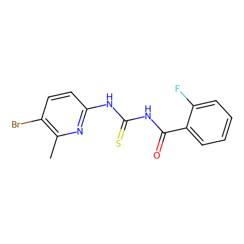 N-[(5-bromo-6-methylpyridin-2-yl)carbamothioyl]-2-fluorobenzamide structure