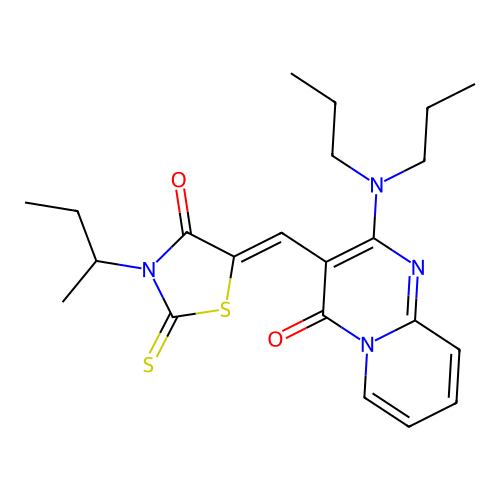 3-(sec-butyl)-5-{(Z)-1-[2-(dipropylamino)-4-oxo-4H-pyrido[1,2-a]pyrimidin-3-yl]methylidene}-2-thioxo-1,3-thiazolan-4-one structure