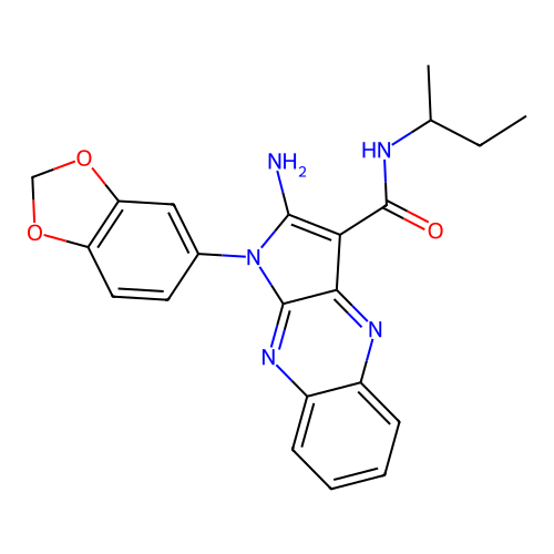 2-amino-1-(1,3-benzodioxol-5-yl)-N-butan-2-ylpyrrolo[3,2-b]quinoxaline-3-carboxamide structure