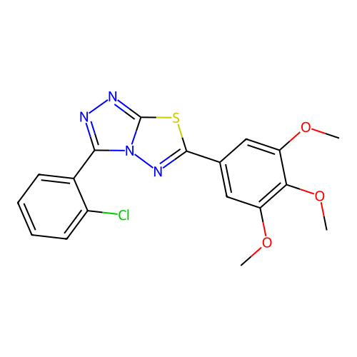 3-(2-chlorophenyl)-6-(3,4,5-trimethoxyphenyl)-[1,2,4]triazolo[3,4-b][1,3,4]thiadiazole structure