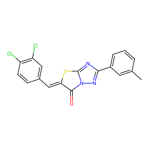(Z)-5-(3,4-dichlorobenzylidene)-2-(m-tolyl)thiazolo[3,2-b][1,2,4]triazol-6(5H)-one structure